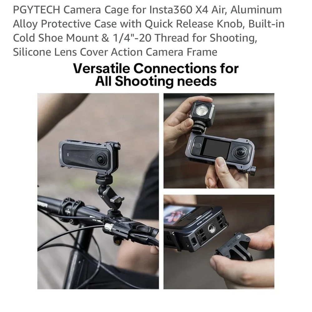 PGYTECH Camera Cage‎ for Insta360 X4. Aluminum Alloy Protective Case